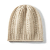 100% Cashmere Beanie Hat Cable Knit Cashmere Cap for Women